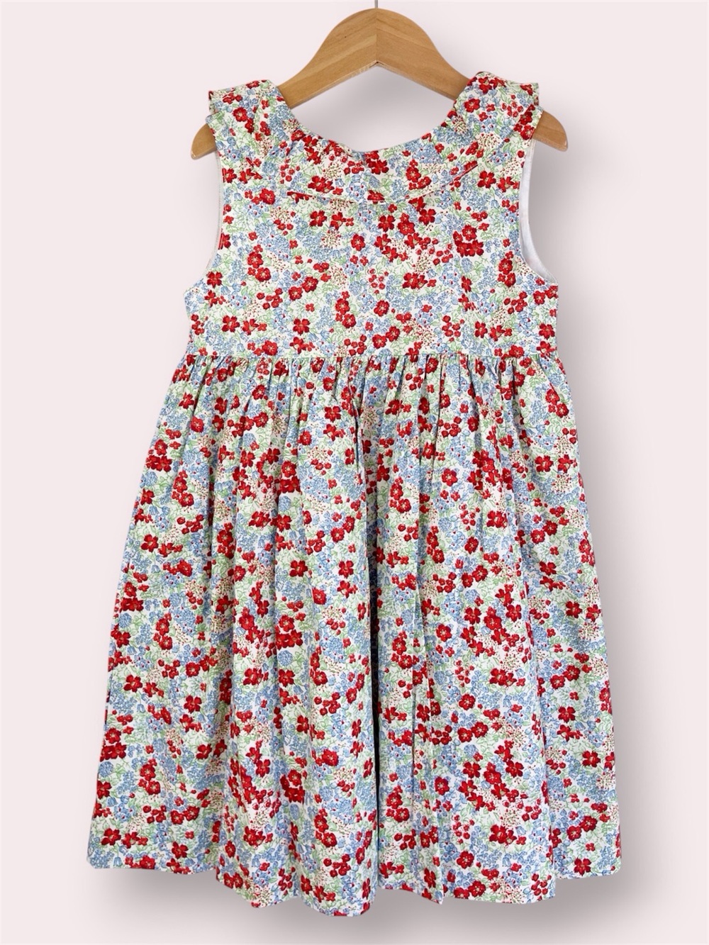 NWT Edgehill Collection Dress Floral Cotton Light Blue Red Flowers Size 6 yrs